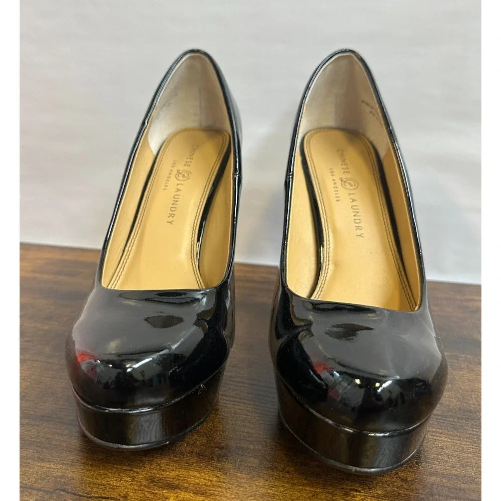 Chinese Laundry Black Patent Platform Pumps Stiletto Heel Elegant Classy Size 11 - Picture 8 of 15